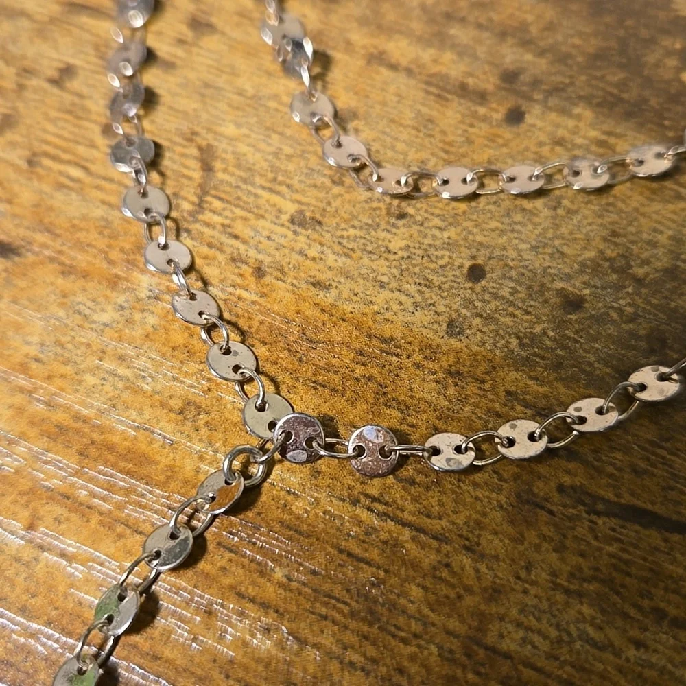 gold toned long layered necklace